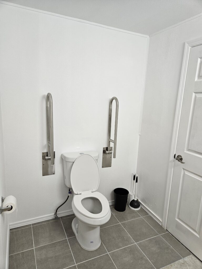 Clean and welcoming shared dining room for residents